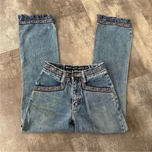 R.V.T. Vintage y2k Girls Tapestry 100% Cotton Flare leg Jeans Sz 12